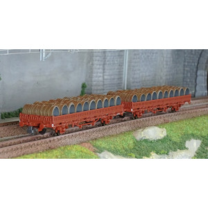 Roco 6600119 Set de 2 wagons à ranchers pivotants, type Ks, SNCF, chargés bobines Roco Roco_6600119 - 2