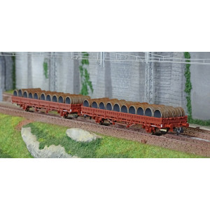 Roco 6600119 Set de 2 wagons à ranchers pivotants, type Ks, SNCF, chargés bobines Roco Roco_6600119 - 5