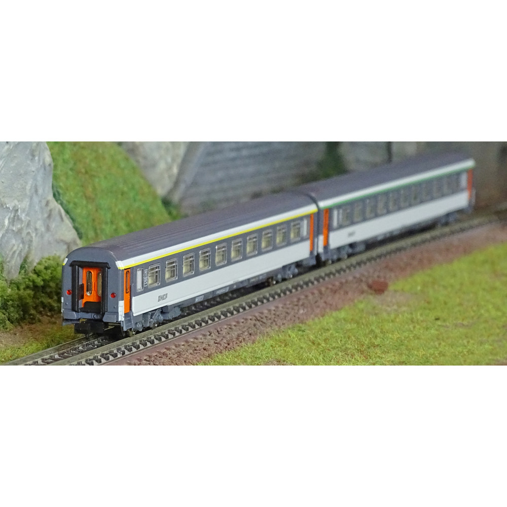Piko 94505 Set de 2 voitures Corail, 1ère et 2ème classe A10u / B11u, logo nouille, SNCF, N - 1/160 Piko Piko_94505 - 1 Piko 94505 Set de 2 voitures Corail, 1ère et 2ème classe A10u / B11u, logo nouille, SNCF, N - 1/160 Piko Piko_94505 - 1