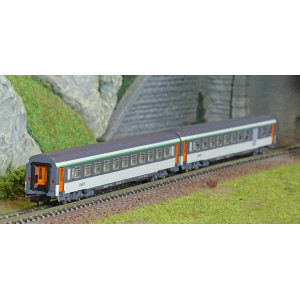 Piko 94506 Set de 2 voitures Corail, 2ème classe B11u/B6Du, logo nouille, SNCF, N - 1/160 Piko Piko_94506 - 1