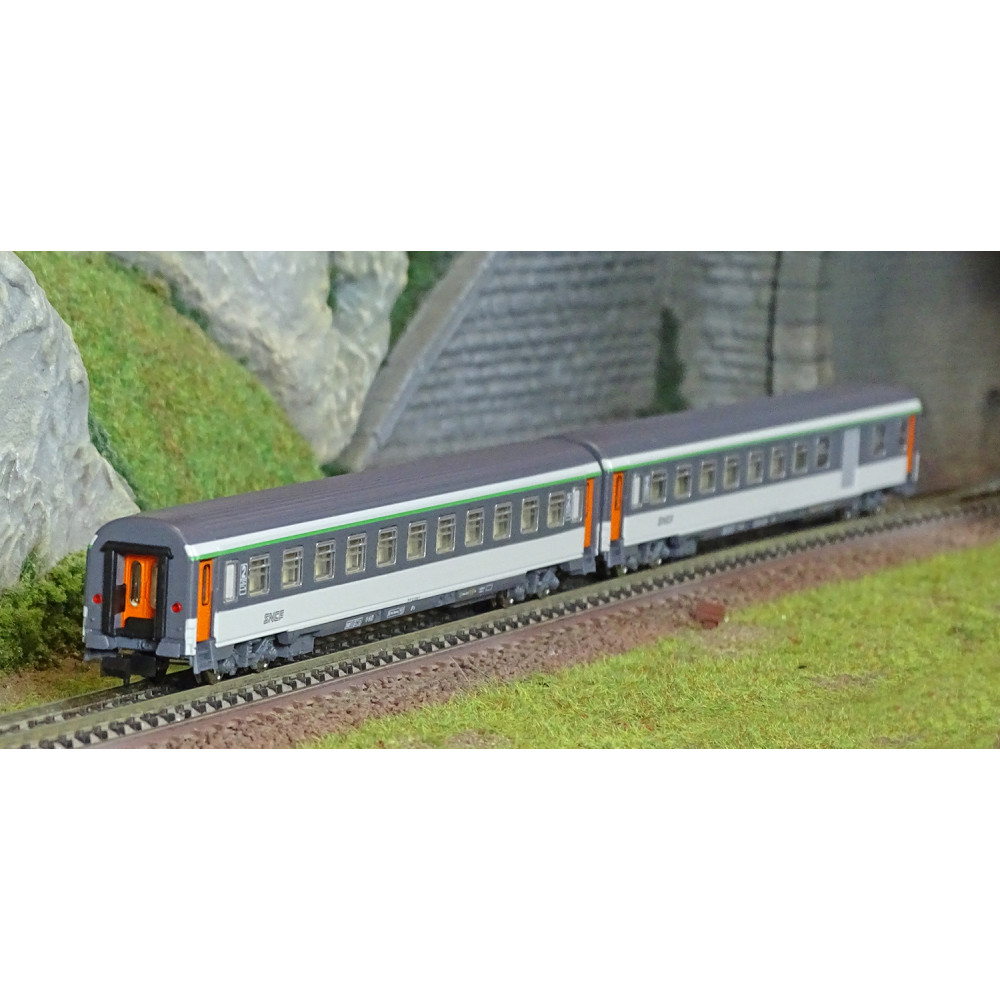 Piko 94506 Set de 2 voitures Corail, 2ème classe B11u/B6Du, logo nouille, SNCF, N - 1/160 Piko Piko_94506 - 1 Piko 94506 Set de 2 voitures Corail, 2ème classe B11u/B6Du, logo nouille, SNCF, N - 1/160 Piko Piko_94506 - 1