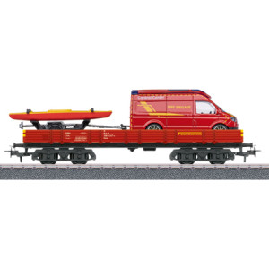 Marklin 00740-02 Wagon à bords bas à bogies Type Rlmms, avec chargement pompier Marklin Marklin_00740-02 - 1