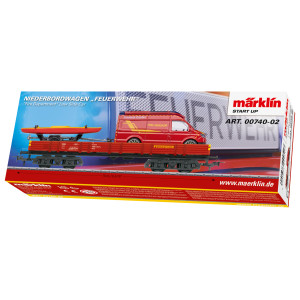 Marklin 00740-02 Wagon à bords bas à bogies Type Rlmms, avec chargement pompier Marklin Marklin_00740-02 - 2
