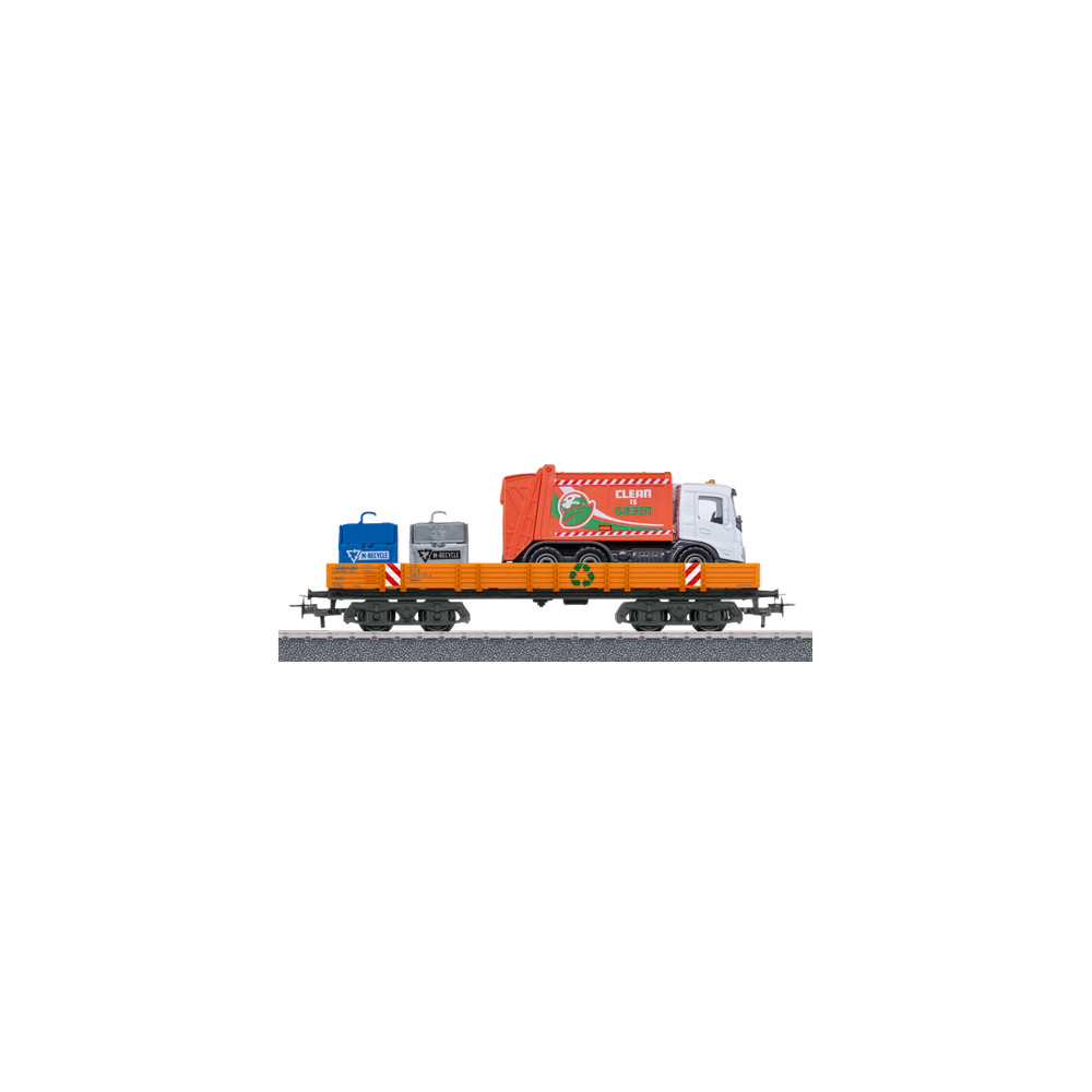 Marklin 00740-03 Wagon à bords bas à bogies Type Rlmms, avec chargement service communal Marklin Marklin_00740-03 - 1 Marklin 00740-03 Wagon à bords bas à bogies Type Rlmms, avec chargement service communal Marklin Marklin_00740-03 - 1