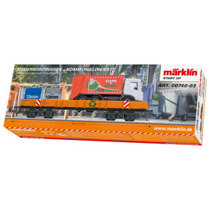 Marklin 00740-03 Wagon à bords bas à bogies Type Rlmms, avec chargement service communal Marklin Marklin_00740-03 - 2