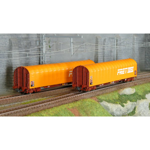 Roco 6600161 Set de 2 wagons bâche coulissante à bogies, type Rilns, SNCF, FRET oranges Roco Roco_6600161 - 1