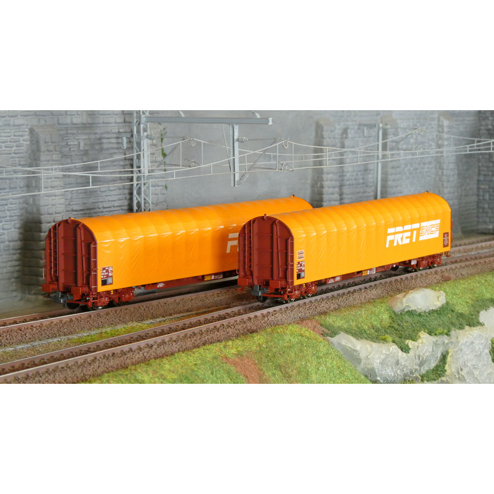 Roco 6600161 Set de 2 wagons bâche coulissante à bogies, type Rilns, SNCF, FRET oranges Roco Roco_6600161 - 1 Roco 6600161 Set de 2 wagons bâche coulissante à bogies, type Rilns, SNCF, FRET oranges Roco Roco_6600161 - 1