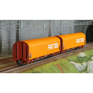 Roco 6600161 Set de 2 wagons bâche coulissante à bogies, type Rilns, SNCF, FRET oranges Roco Roco_6600161 - 2