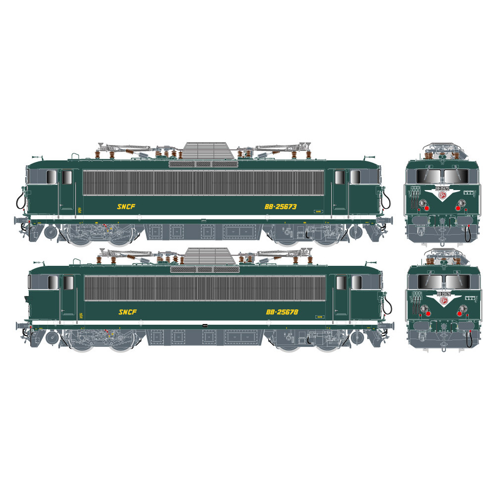 R37 HO41126DS Set de 2 locomotives électriques BB 25673 + BB 25678, SNCF, chasse-neige, Dijon, digital sonorisée Rail 37 - R37 R R37 HO41126DS Set de 2 locomotives électriques BB 25673 + BB 25678, SNCF, chasse-neige, Dijon, digital sonorisée Rail 37 - R37 R