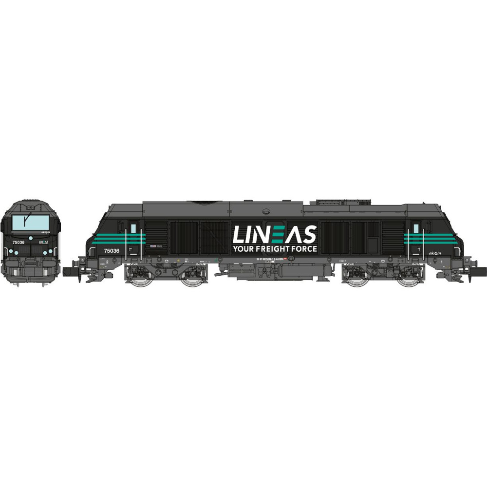REE Modeles NW294 Locomotive Diesel BB 75036, LINEAS, noire, N - 1/160 Ree Modeles NW-294 - 1