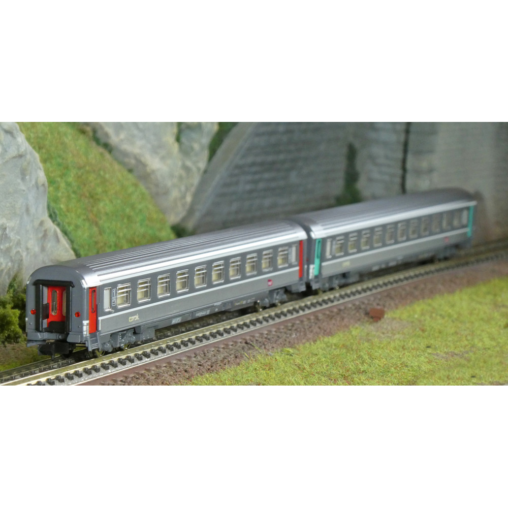 Piko 94507 Set de 2 voitures Corail, 1ère et 2ème classe A10u/B11u, logo carmillon, SNCF, N - 1/160 Piko Piko_94507 - 1