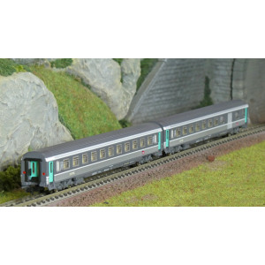 Piko 94508 Set de 2 voitures Corail, 2ème classe et fourgon B11u/B6Du, logo carmillon, SNCF, N - 1/160 Piko Piko_94508 - 1