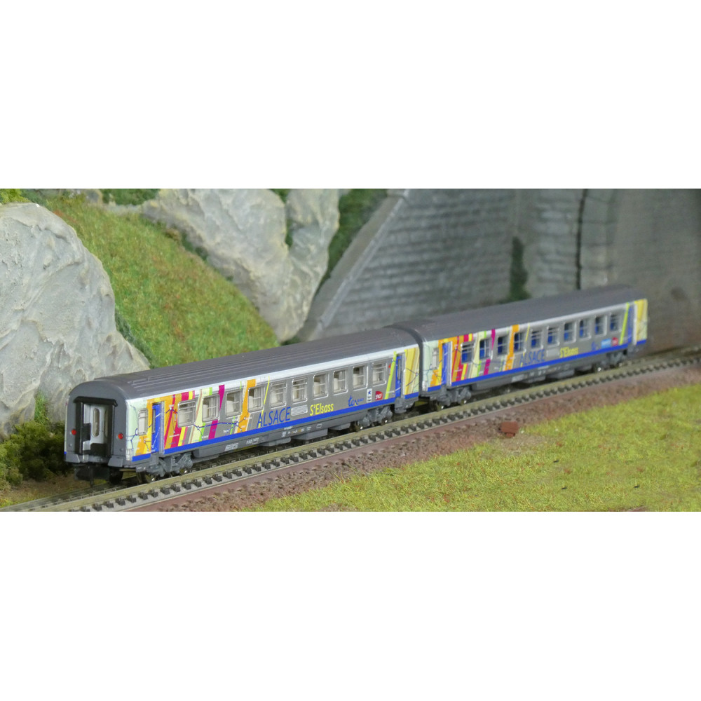Piko 94509 Set de 2 voitures Corail Alsace, 1ère et 2ème classe A10tu/B11tu, logo carmillon, SNCF, N - 1/160 Piko Piko_94509 - 1