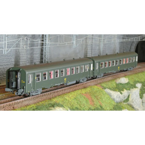 Models Word 40022 Set de 2 voitures USI courte, SNCF, B10t U60, vert, marquage UIC, logo encadré jaune Models World MW_40022 - 2