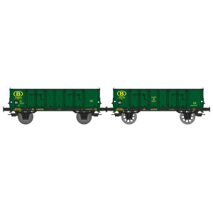 Ree Modeles WB921 Set de 2 wagons Tombereau caisse métallique, vert, SNCB, ep.III Ree Modeles WB-921 - 1