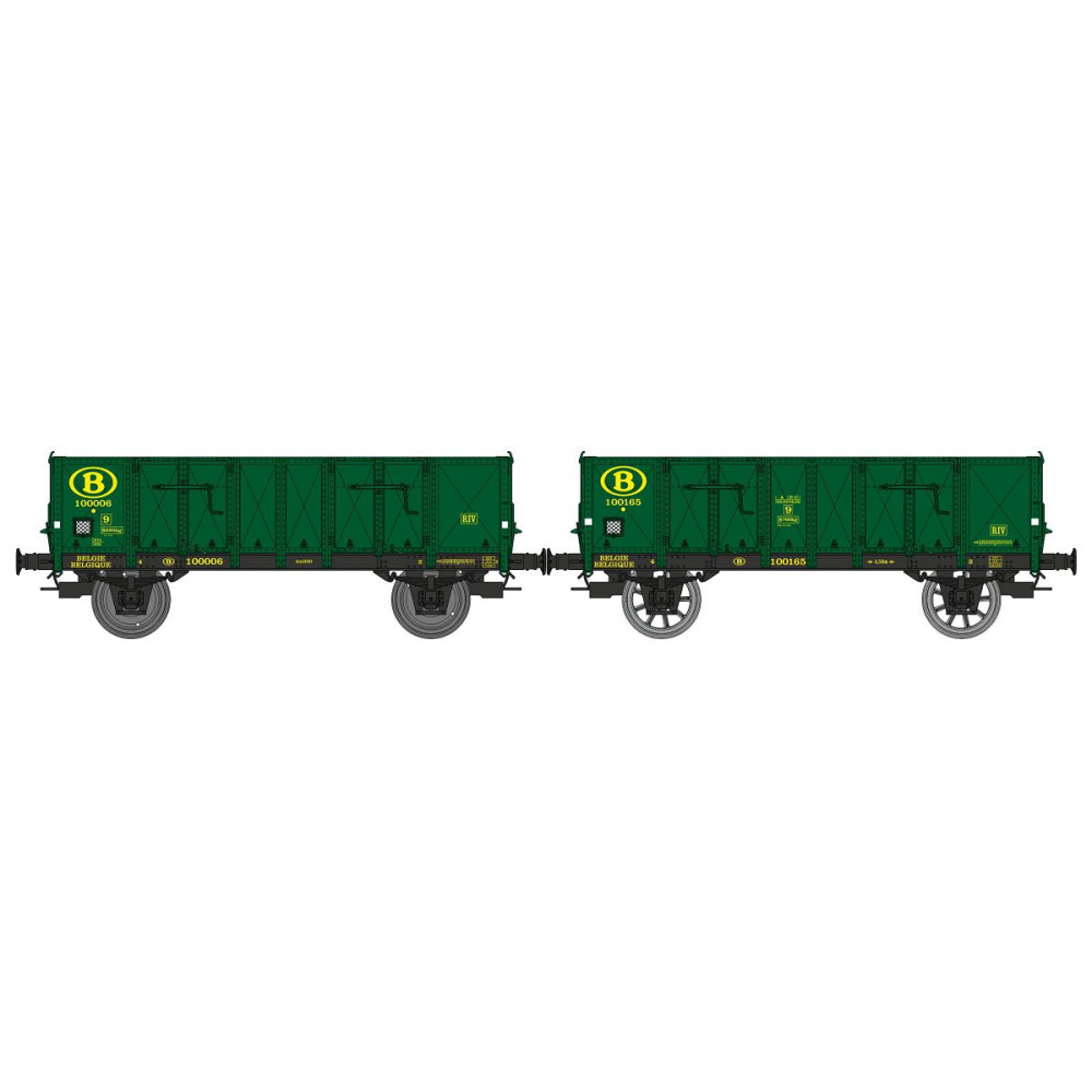 Ree Modeles WB921 Set de 2 wagons Tombereau caisse métallique, vert, SNCB, ep.III Ree Modeles WB-921 - 1 Ree Modeles WB921 Set de 2 wagons Tombereau caisse métallique, vert, SNCB, ep.III Ree Modeles WB-921 - 1