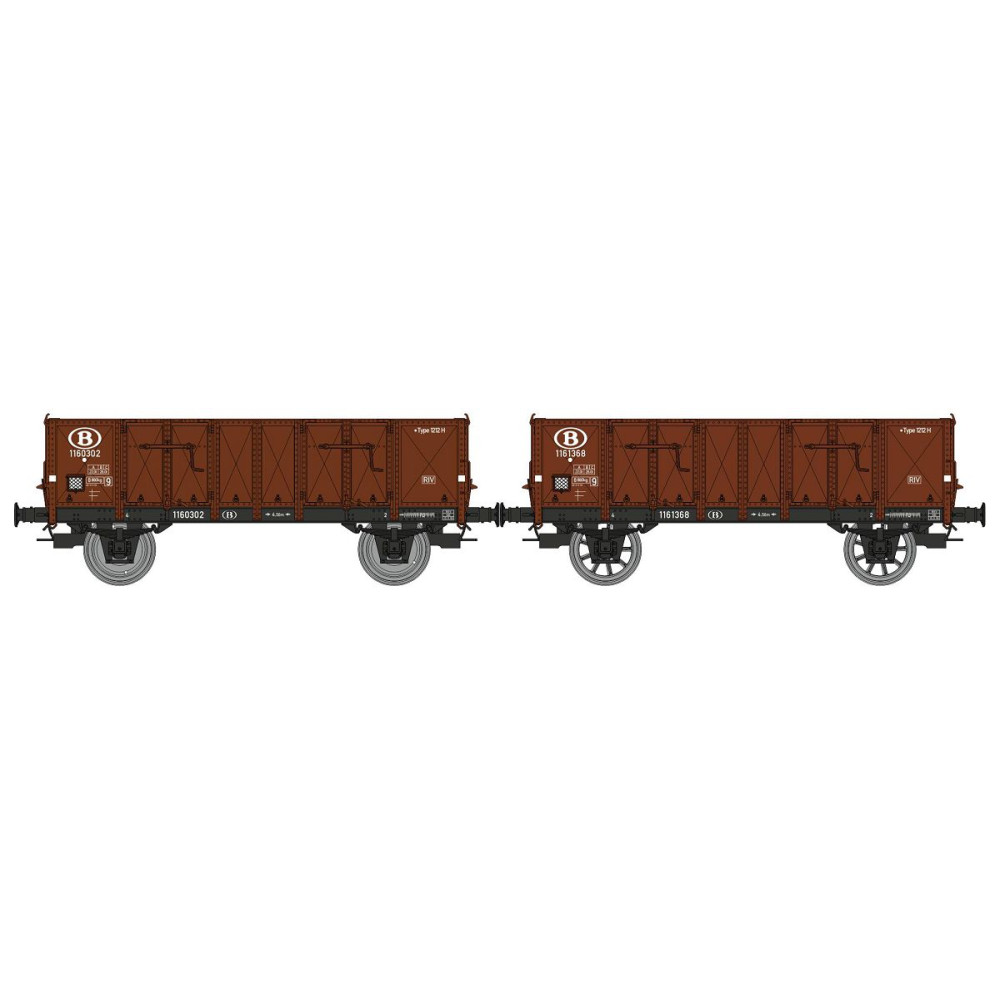Ree Modeles WB923 Set de 2 wagons Tombereau caisse métallique, brun, SNCB, ep.III Ree Modeles WB-923 - 1 Ree Modeles WB923 Set de 2 wagons Tombereau caisse métallique, brun, SNCB, ep.III Ree Modeles WB-923 - 1