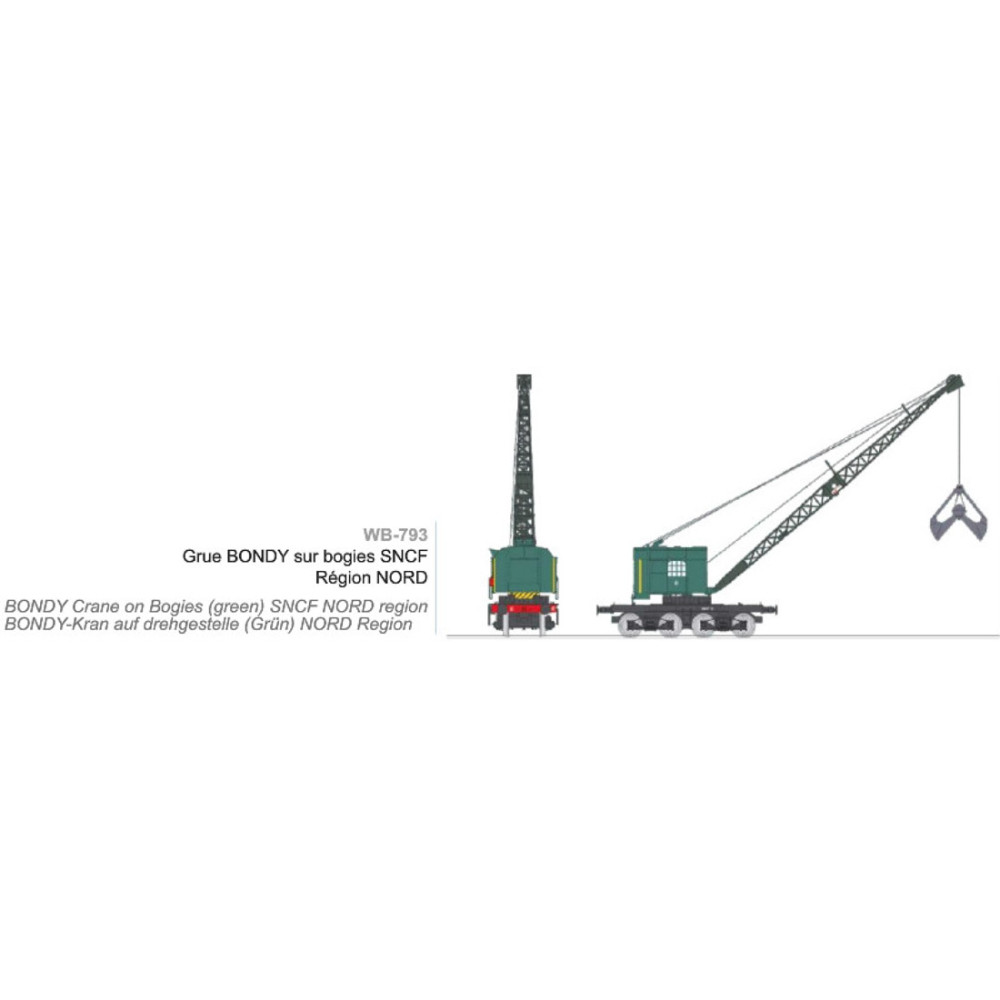 Ree Modeles WB793 Grue BONDY sur bogie, SNCF, Région NORD Ree Modeles WB-793 - 1 Ree Modeles WB793 Grue BONDY sur bogie, SNCF, Région NORD Ree Modeles WB-793 - 1