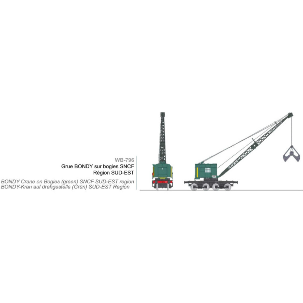 Ree Modeles WB796 Grue BONDY sur bogie, SNCF, Région SUD-EST Ree Modeles WB-796 - 1 Ree Modeles WB796 Grue BONDY sur bogie, SNCF, Région SUD-EST Ree Modeles WB-796 - 1