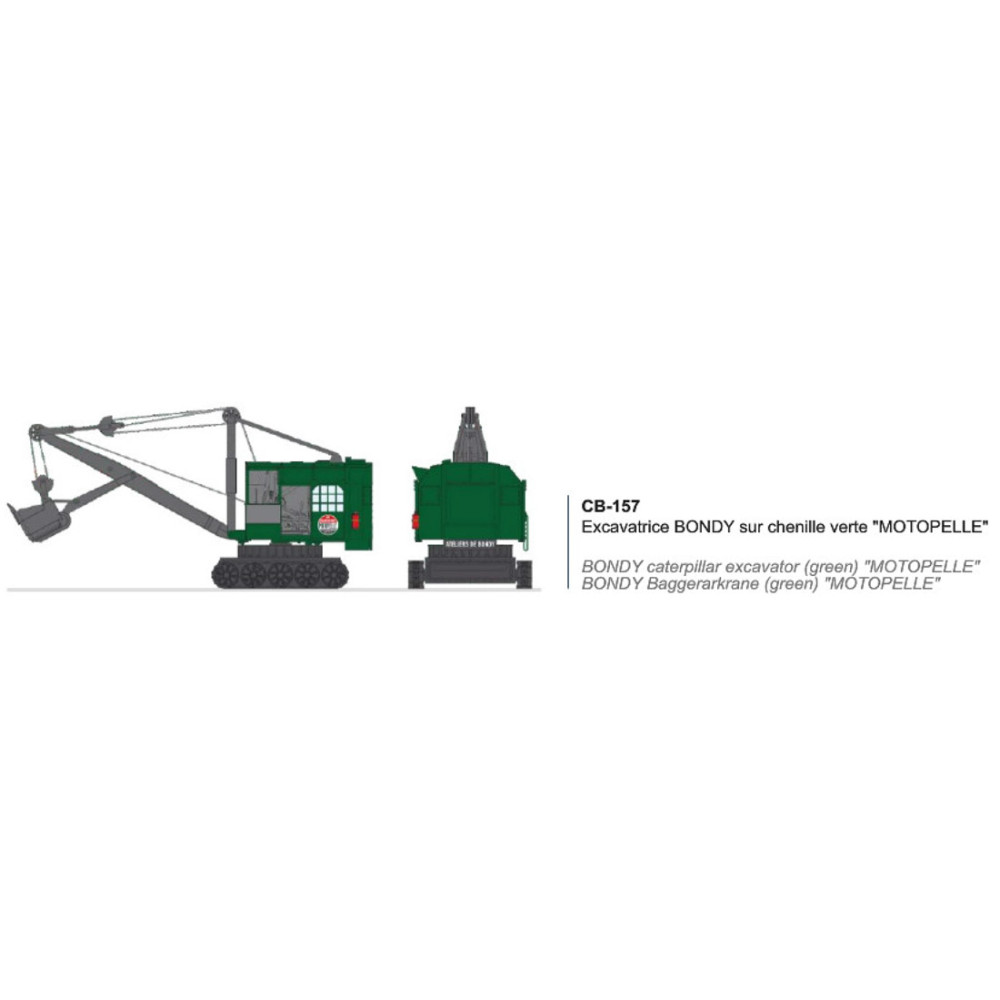 Ree Modeles CB157 Excavatrice BONDY sur chenille verte, MOTOPELLE Ree Modeles CB-157 - 1 Ree Modeles CB157 Excavatrice BONDY sur chenille verte, MOTOPELLE Ree Modeles CB-157 - 1