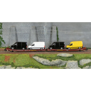 Trix 24428 Wagons plats articulés Laads 800B, Transwaggon, chargé 4 fourgons VW Crafter Trix Trix_24428 - 2