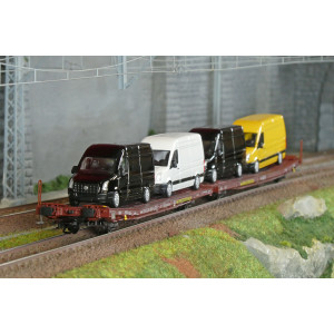 Trix 24428 Wagons plats articulés Laads 800B, Transwaggon, chargé 4 fourgons VW Crafter Trix Trix_24428 - 1