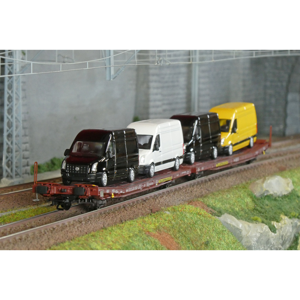 Trix 24428 Wagons plats articulés Laads 800B, Transwaggon, chargé 4 fourgons VW Crafter Trix Trix_24428 - 1 Trix 24428 Wagons plats articulés Laads 800B, Transwaggon, chargé 4 fourgons VW Crafter Trix Trix_24428 - 1