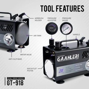 Compresseur d'air pour aérographe série Dual Drive GT-918 Gaahleri Gaahleri 42878 - 8