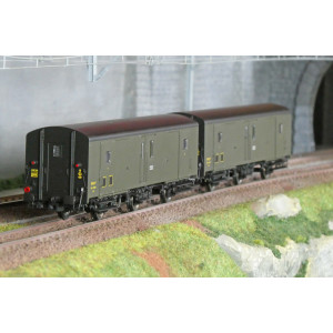 Models World 102 Set de 2 Wagons fourgons 3 essieux, PLM, Dqd2m, Vert 306, ep.IIIb, feux fin de convoi Models World MW_102 - 1
