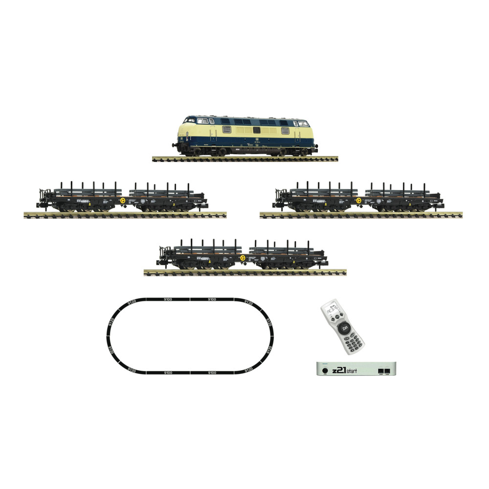 Fleischmann 931902 Coffret de départ digital Z21, locomotive diesel série 221, wagons charges lourdes, DB, N - 1/160 Fleischmann Fleischmann 931902 Coffret de départ digital Z21, locomotive diesel série 221, wagons charges lourdes, DB, N - 1/160 Fleischmann