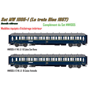 Models Word 1005-1 Set de 2 voitures Le Train Bleu 1957, CIWL, éclairées Models World MW_1005-1 - 1