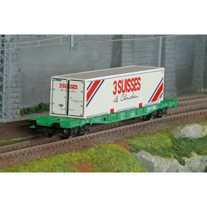 Jouef HJ6277 Wagon porte-conteneurs à bogies S70, SNCF, chargé caisse mobile "3 SUISSES" Jouef HJ6277 - 1