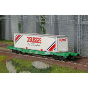 Jouef HJ6277 Wagon porte-conteneurs à bogies S70, SNCF, chargé caisse mobile "3 SUISSES" Jouef HJ6277 - 3 Jouef HJ6277 Wagon porte-conteneurs à bogies S70, SNCF, chargé caisse mobile "3 SUISSES" Jouef HJ6277 - 3