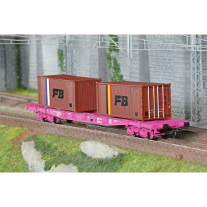 Jouef HJ6278 Wagon porte-conteneurs à bogies S70, SNCF, chargé 2 conteneurs 20' "FB" Jouef HJ6278 - 3 Jouef HJ6278 Wagon porte-conteneurs à bogies S70, SNCF, chargé 2 conteneurs 20' "FB" Jouef HJ6278 - 3