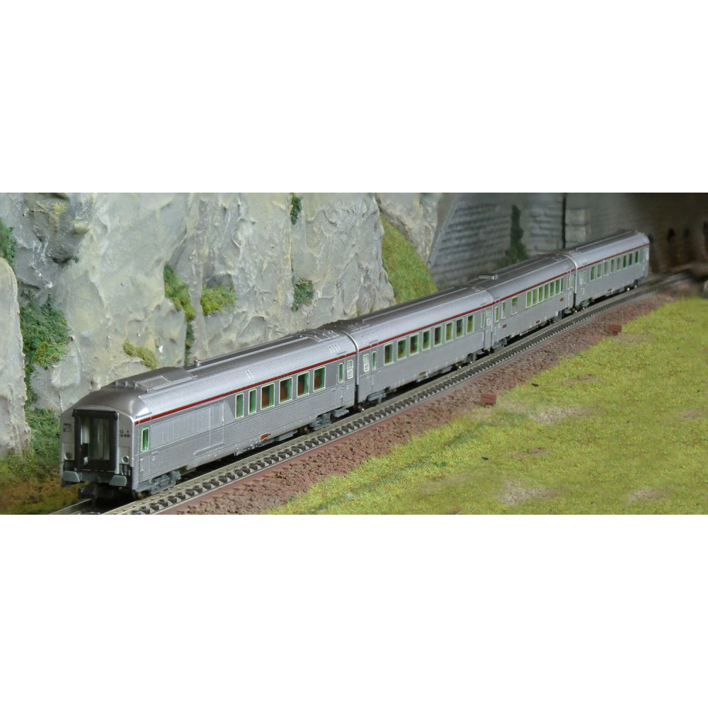 Arnold HN4499 Set de 4 voitures voyageurs Mistral 69, TEE, Vru + A8tux2 + AD4tux "Jules Verne", N - 1/160 Arnold HN4499 - 1 Arnold HN4499 Set de 4 voitures voyageurs Mistral 69, TEE, Vru + A8tux2 + AD4tux "Jules Verne", N - 1/160 Arnold HN4499 - 1