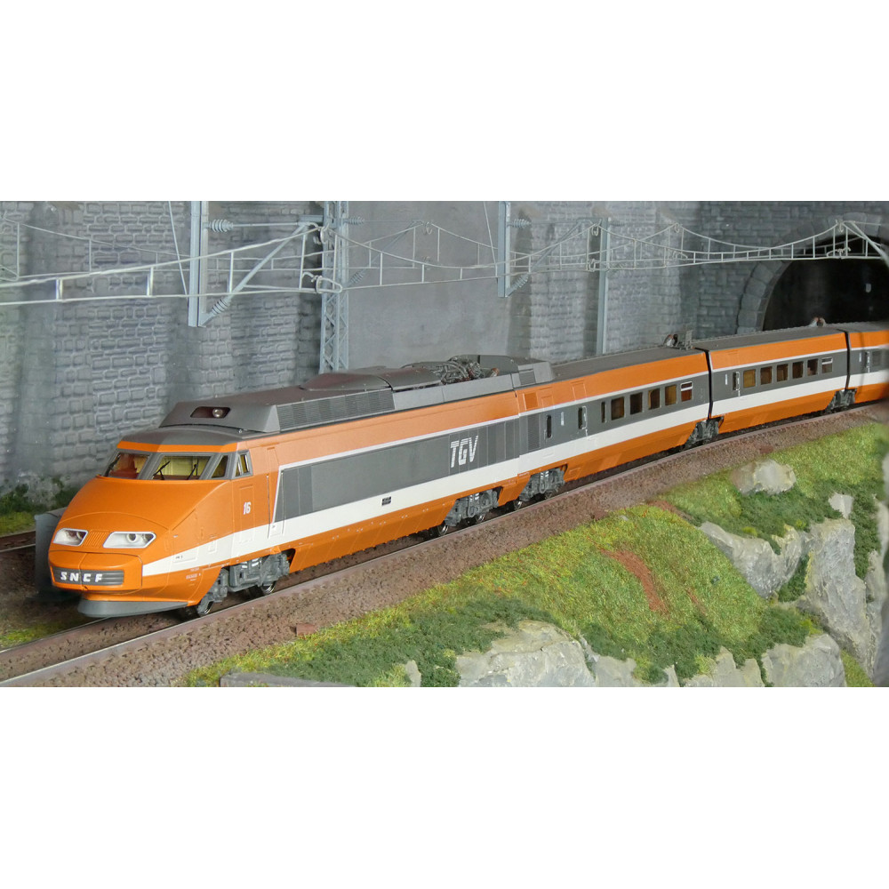 Ree Modeles TGV004S Set de 7 éléments TGV RECORD du MONDE 380Km/h N°16, SNCF, digital sonore, panto motorisés Ree Modeles TGV-00