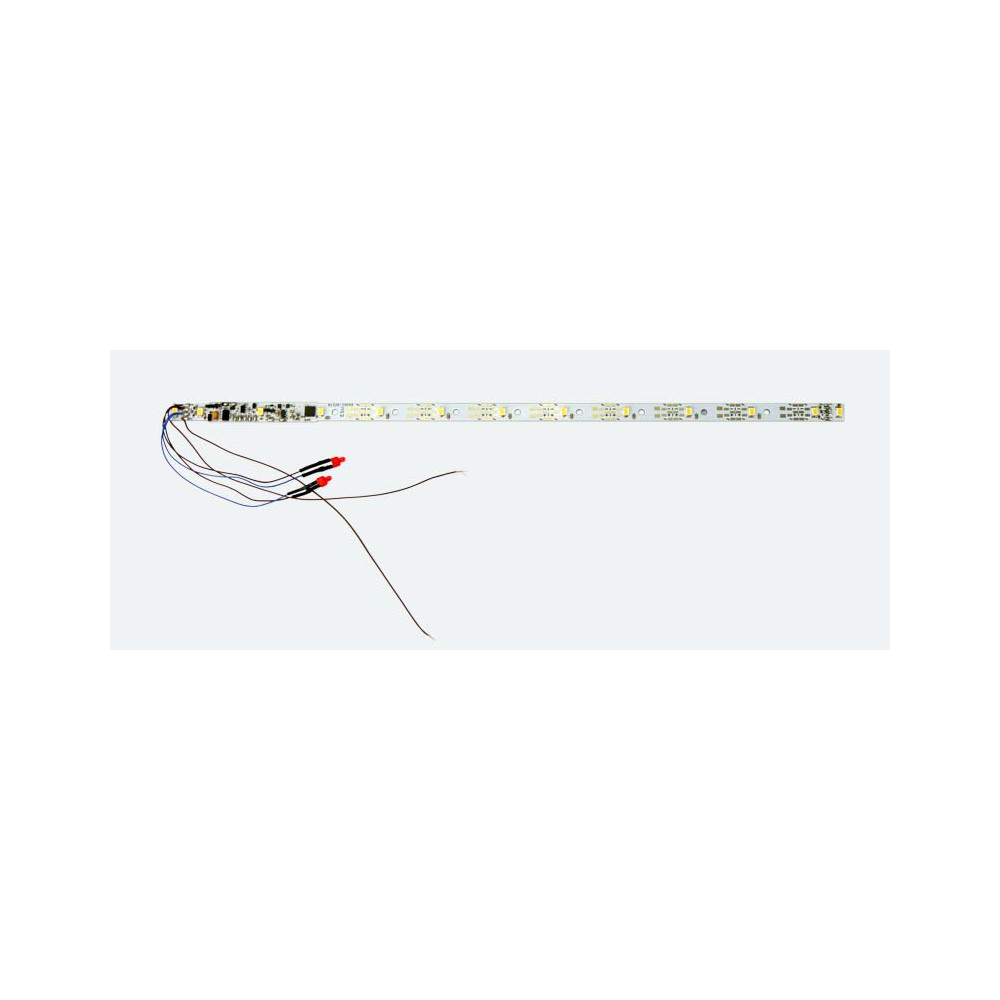 Esu 50718 Platine éclairage wagon, 13 LED Blanc Chaud, 264mm, avec feux fin de convoi, avec décodeur Esu Esu_50718 - 1