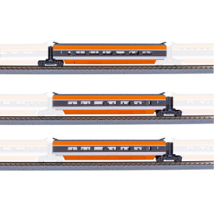 Azar T01-OR2 Set de 3 voitures supplémentaires TGV Paris Sud-Est (PSE), record du monde, SNCF, orange, échelle Z AZAR Models AZA