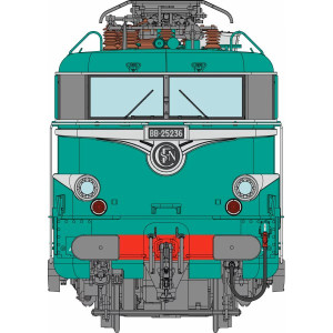 Ree Modeles MB252S Locomotive électrique BB 25236, SNCF, Livrée verte, VÉNISSIEUX avec jupes, digital sonore, pantographes Ree M