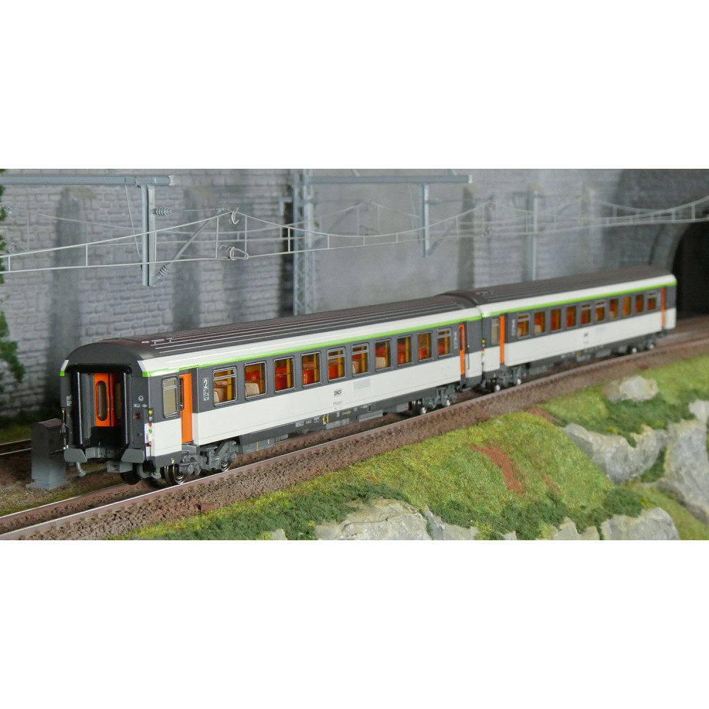 LS Models 41213 Set de 2 voitures VTU, B11rtu / B11tu, livrée Corail d'origine, SNCF, logo encadré, Ls models LSM_41213 - 1