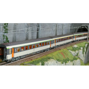 LS Models 41998 Set de 3 voitures corail VTU, SNCF, Le Montaigne, B5rtux / A10rtu / B11rtu, logo encadré, éclairée Ls models LSM