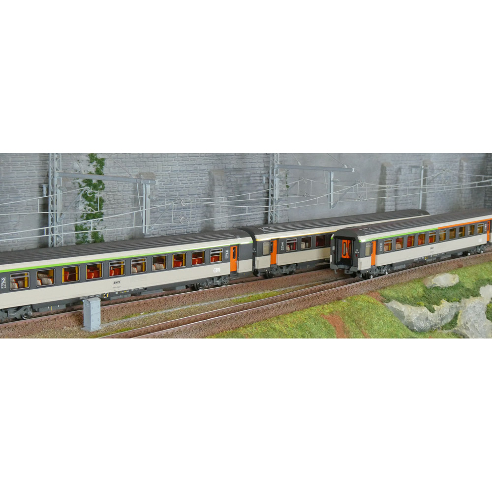 LS Models 41998 Set de 3 voitures corail VTU, SNCF, Le Montaigne, B5rtux / A10rtu / B11rtu, logo encadré, éclairée Ls models LSM