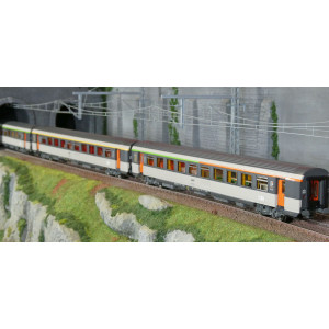 LS Models 41998 Set de 3 voitures corail VTU, SNCF, Le Montaigne, B5rtux / A10rtu / B11rtu, logo encadré, éclairée Ls models LSM