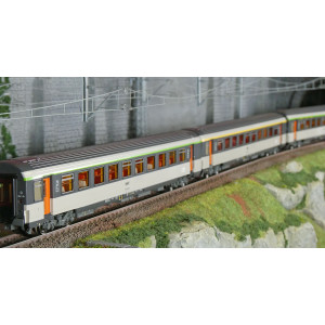 LS Models 41998 Set de 3 voitures corail VTU, SNCF, Le Montaigne, B5rtux / A10rtu / B11rtu, logo encadré, éclairée Ls models LSM