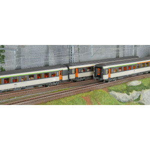 LS Models 41998 Set de 3 voitures corail VTU, SNCF, Le Montaigne, B5rtux / A10rtu / B11rtu, logo encadré, éclairée Ls models LSM