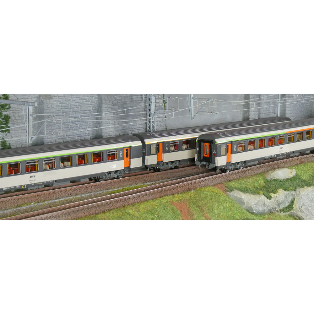 LS Models 41998 Set de 3 voitures corail VTU, SNCF, Le Montaigne, B5rtux / A10rtu / B11rtu, logo encadré, éclairée Ls models LSM