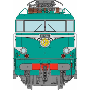 Ree Modeles MB253.S Locomotive électrique BB 25243, SNCF, Livrée verte, MARSEILLE avec jupes, digital sonore, pantographes Ree M