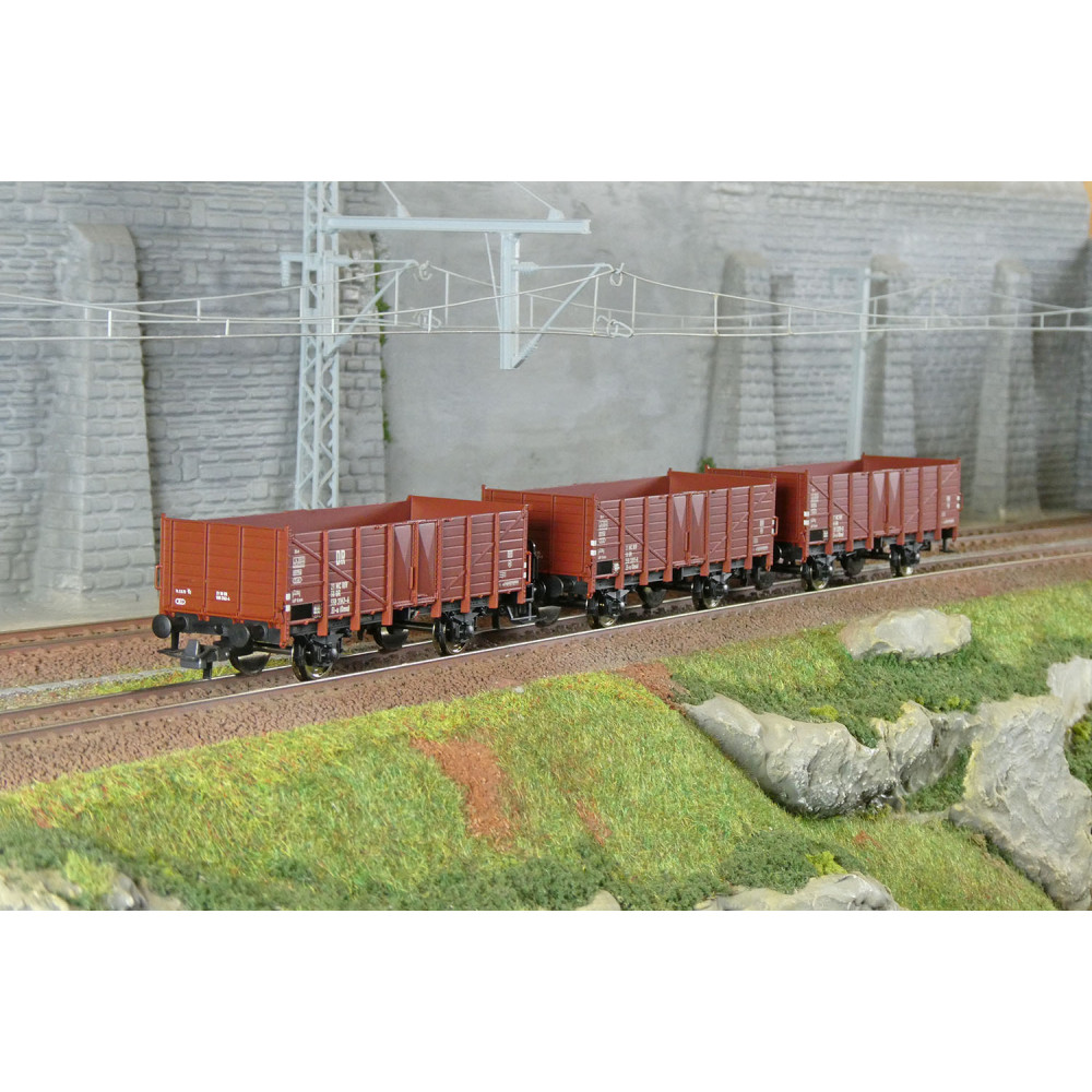 Roco 6600146 Set de 3 wagons tombereaux, type El-u (Omu), DR Roco Roco_6600146 - 1