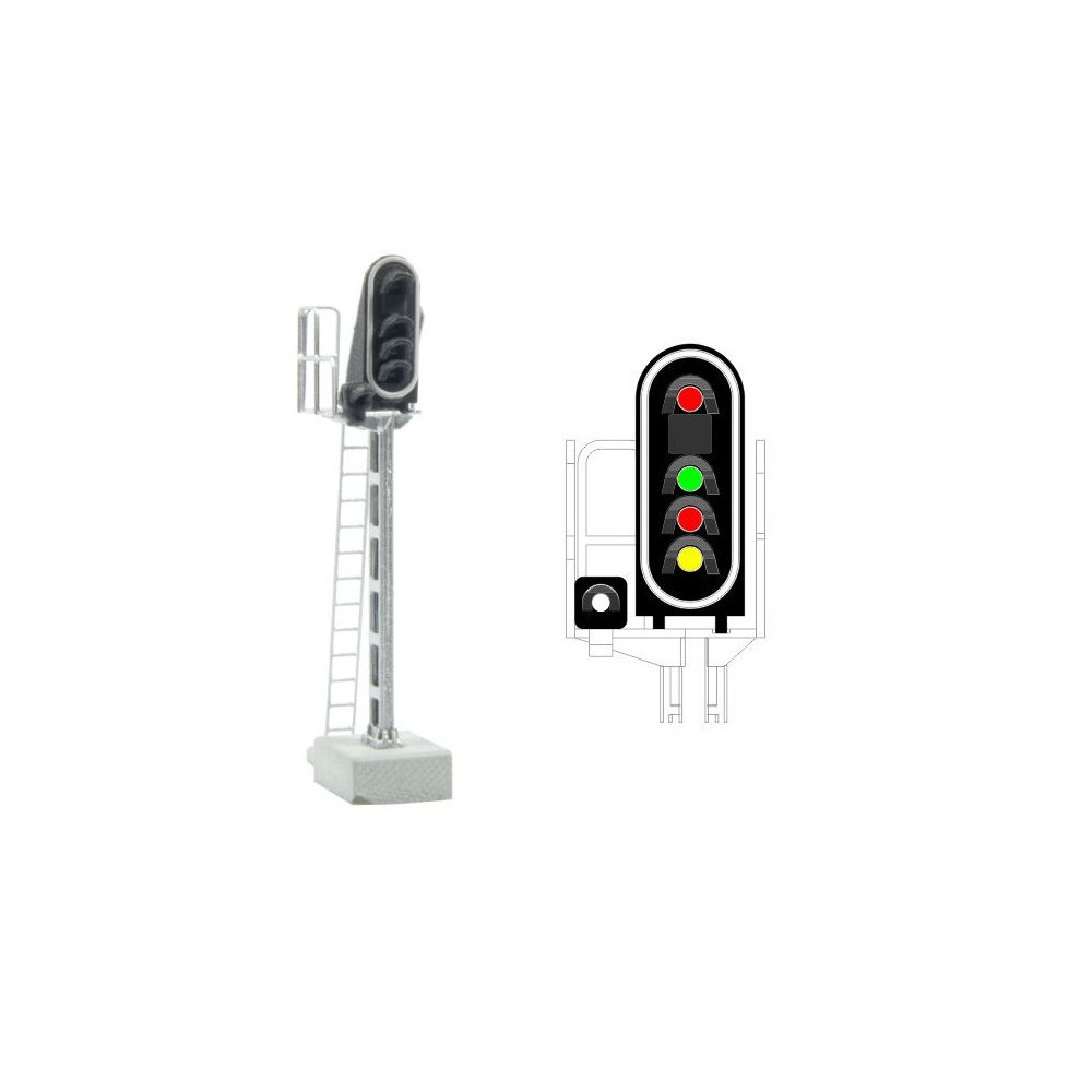 MAFEN 413205 Signal principal 5 feux LED (rouge/vert/rouge/jaune/blanc), SNCF, échelle N MAFEN MAFEN_413205 - 1