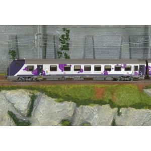 LS Models 41251DC Set de 3 voitures VU + VTU, voiture pilote, SNCF, Intercités Haute-Normandie, logo Carmillon, éclairage Ls mod